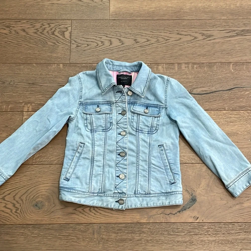 Sanctuary Light Blue Distressed Stretch Denim Jean Jacket XS - Picture 2 of 7